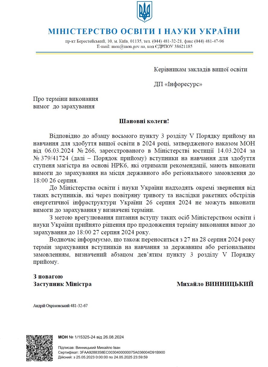 В Україні продовжили терміни подачі документів для магістрантів: деталі